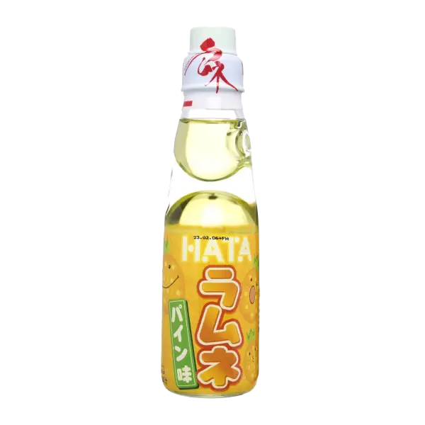 Hata Ramune Pineapple - Japanese Carbonated Soft Drink with Sweet Pineapple Flavor | مشروب هاتا راموني بنكهة الأناناس - مشروب غازي ياباني بطعم الأناناس الحلو
