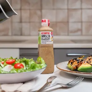 Bottle of QP Roasted Sesame Dressing by Kewpie Japan