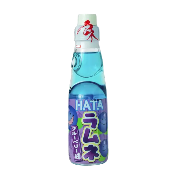 Hata Ramune Blueberry - Japanese Carbonated Soft Drink with Sweet Blueberry Flavor | مشروب غازي ياباني هاتا راموني بنكهة التوت الأزرق الحلوة