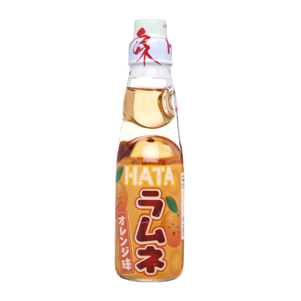 Hata Ramune Orange - Japanese Carbonated Soft Drink with Sweet and Tangy Orange Flavor | مشروب غازي ياباني هاتا راموني بنكهة البرتقال المنعشة