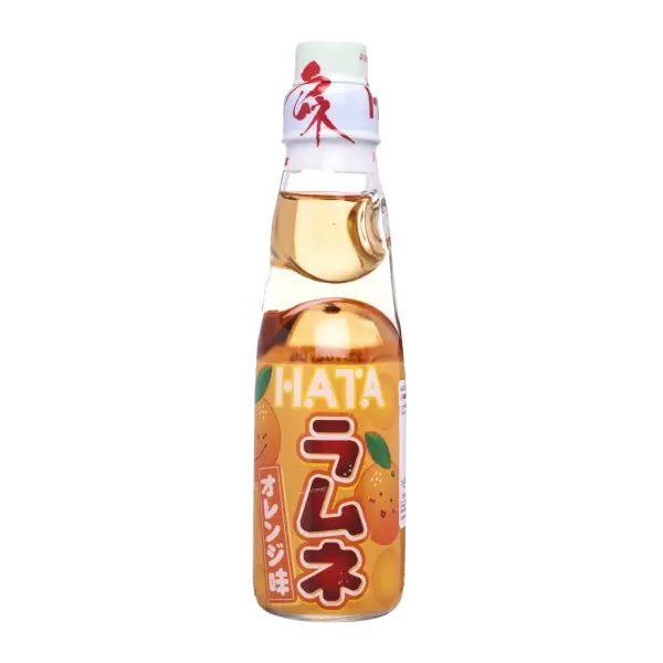 Hata Ramune Orange - Japanese Carbonated Soft Drink with Sweet and Tangy Orange Flavor | مشروب غازي ياباني هاتا راموني بنكهة البرتقال المنعشة