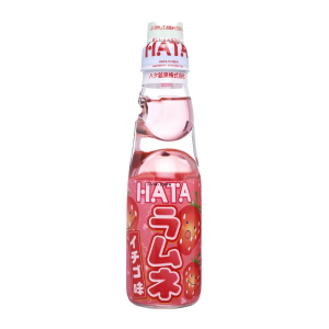 Hata Ramune Strawberry - Japanese Carbonated Soft Drink with Sweet Strawberry Flavor | مشروب غازي ياباني هاتا راموني بنكهة الفراولة الحلوة