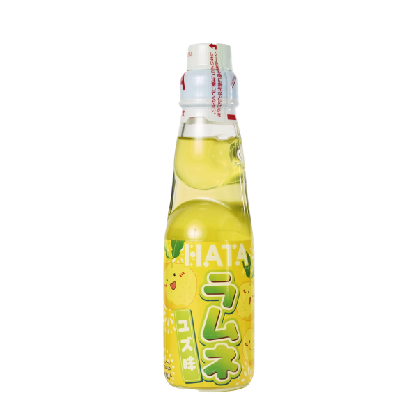 Hata Ramune Yuzu - Japanese Carbonated Soft Drink with Refreshing Citrus Flavor | مشروب غازي ياباني هاتا راموني بنكهة الحمضيات المنعشة (اليوسفي الياباني)